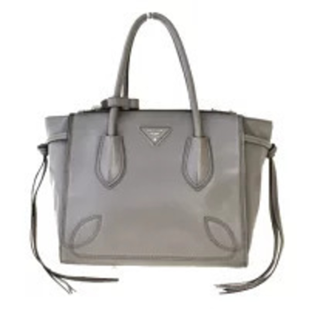 Prada Handbag Fringe Gray Leather